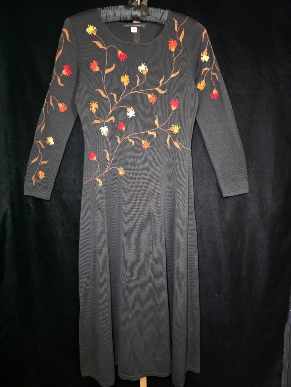 Peruvian Connection Embroidered Knit Pima Cotton Dress M